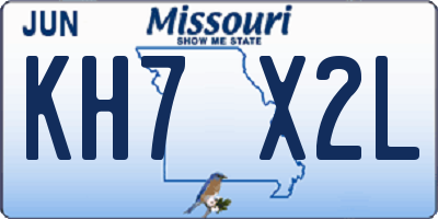 MO license plate KH7X2L