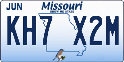 MO license plate KH7X2M