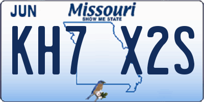 MO license plate KH7X2S