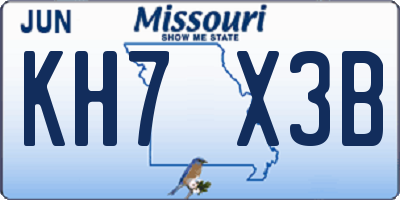 MO license plate KH7X3B