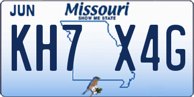 MO license plate KH7X4G