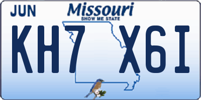 MO license plate KH7X6I