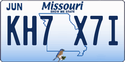 MO license plate KH7X7I