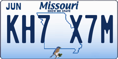 MO license plate KH7X7M
