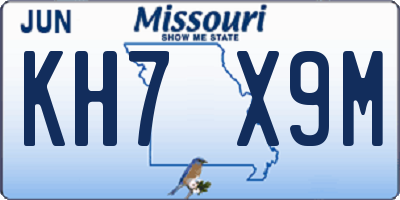 MO license plate KH7X9M