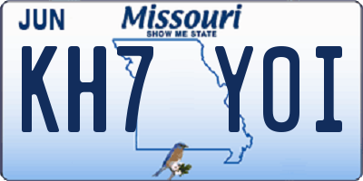 MO license plate KH7Y0I