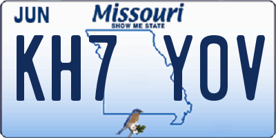 MO license plate KH7Y0V