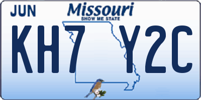 MO license plate KH7Y2C