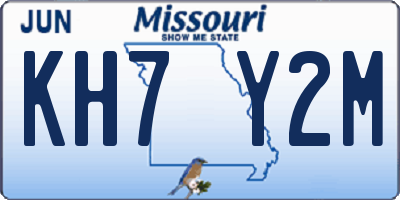 MO license plate KH7Y2M