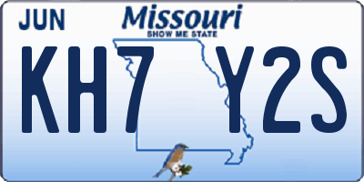 MO license plate KH7Y2S
