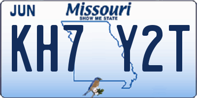 MO license plate KH7Y2T