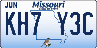 MO license plate KH7Y3C