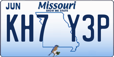 MO license plate KH7Y3P