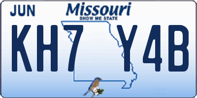 MO license plate KH7Y4B