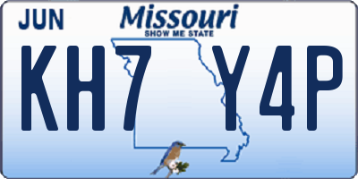 MO license plate KH7Y4P
