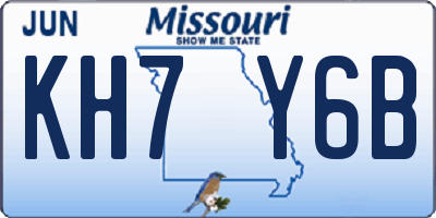 MO license plate KH7Y6B