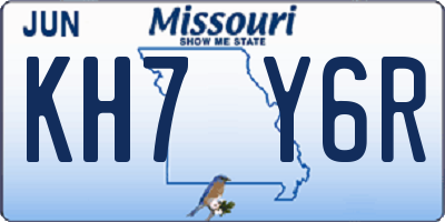 MO license plate KH7Y6R