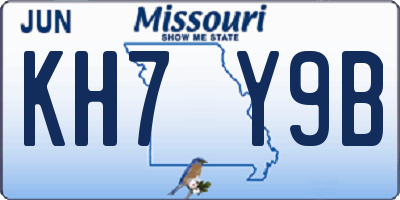MO license plate KH7Y9B