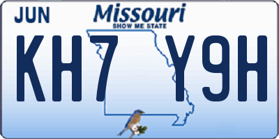 MO license plate KH7Y9H