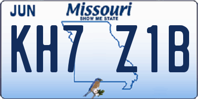 MO license plate KH7Z1B
