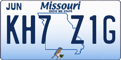 MO license plate KH7Z1G