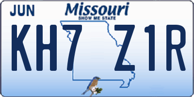 MO license plate KH7Z1R