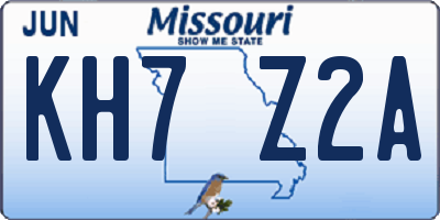 MO license plate KH7Z2A