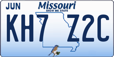 MO license plate KH7Z2C