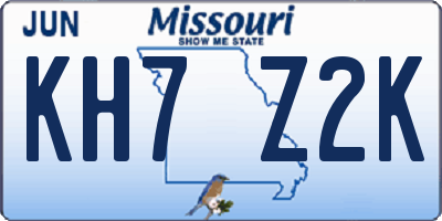 MO license plate KH7Z2K