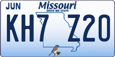 MO license plate KH7Z2O