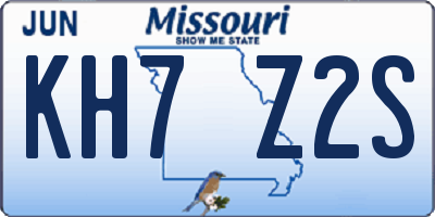 MO license plate KH7Z2S