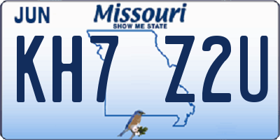 MO license plate KH7Z2U