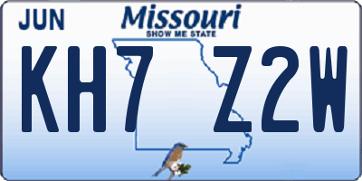 MO license plate KH7Z2W