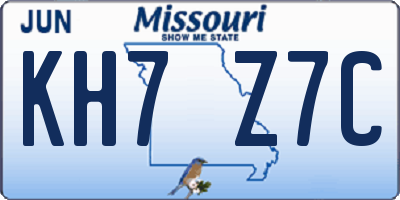 MO license plate KH7Z7C