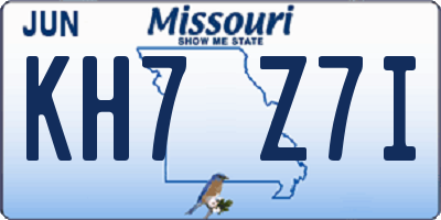 MO license plate KH7Z7I