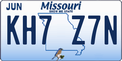 MO license plate KH7Z7N