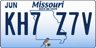 MO license plate KH7Z7V
