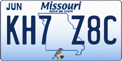 MO license plate KH7Z8C