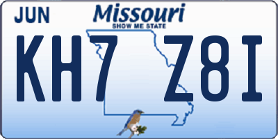 MO license plate KH7Z8I