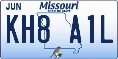 MO license plate KH8A1L
