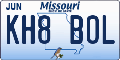 MO license plate KH8B0L