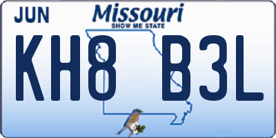 MO license plate KH8B3L