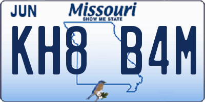 MO license plate KH8B4M