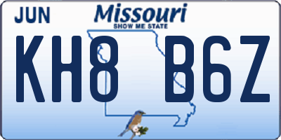 MO license plate KH8B6Z
