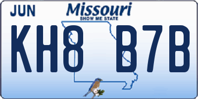 MO license plate KH8B7B