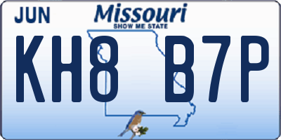 MO license plate KH8B7P