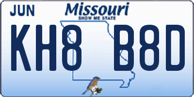 MO license plate KH8B8D