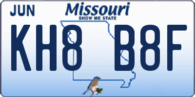 MO license plate KH8B8F