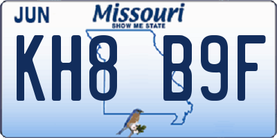 MO license plate KH8B9F