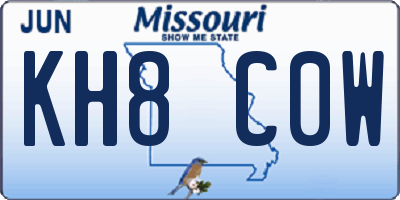 MO license plate KH8C0W